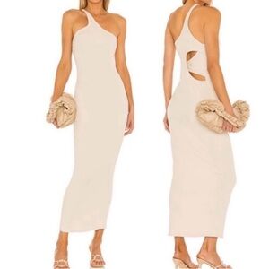 Revolve the Line by K Ribbed Asymmetrical Dress‎ Oatmeal